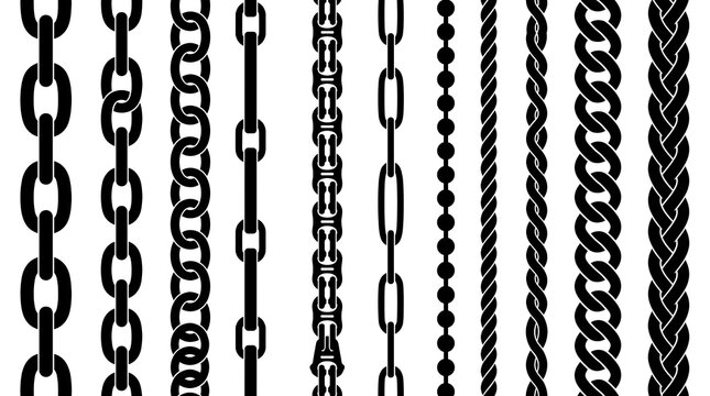 Chain silhouettes vector design and patterns