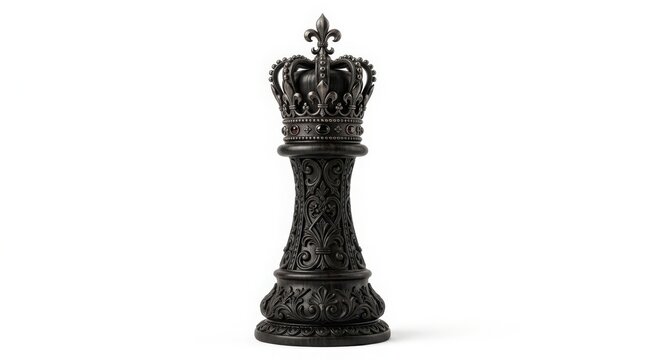 Black ornate chess king piece with a crown