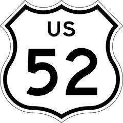 Blank US Route 52 Shield Emblem Road Sign Vector Illustration © Georgina Luvandwa