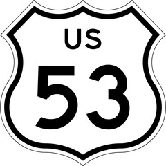Blank US Route 53 Shield Emblem Road Sign Vector Illustration © Georgina Luvandwa