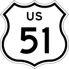 Blank US Route 51 Shield Emblem Road Sign Vector Illustration © Georgina Luvandwa