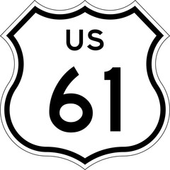 Blank US Route 61 Shield Emblem Road Sign Vector Illustration © Georgina Luvandwa