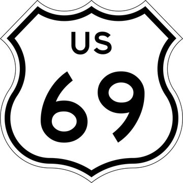 Blank US Route 69 Shield Emblem Road Sign Vector Illustration