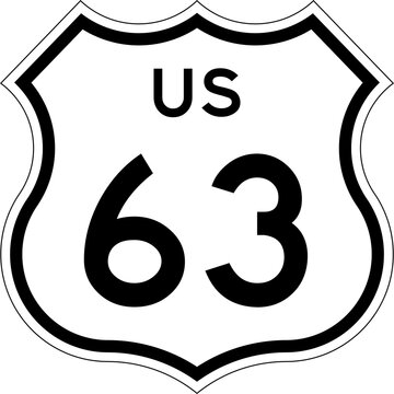 Blank US Route 63 Shield Emblem Road Sign Vector Illustration
