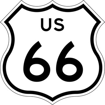 Blank US Route 66 Shield Emblem Road Sign Vector Illustration