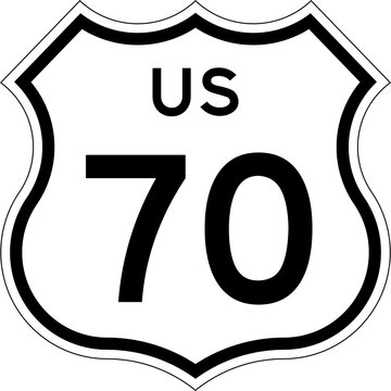 Blank US Route 70 Shield Emblem Road Sign Vector Illustration