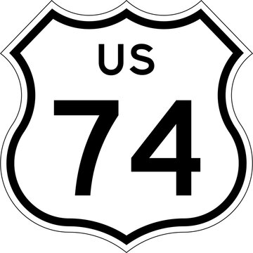 Blank US Route 74 Shield Emblem Road Sign Vector Illustration
