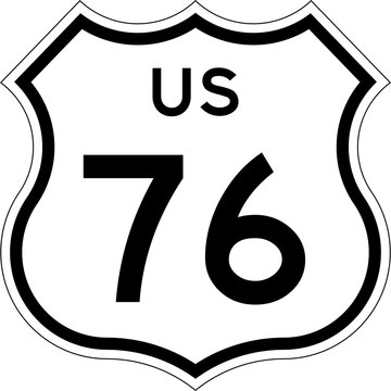 Blank US Route 76 Shield Emblem Road Sign Vector Illustration