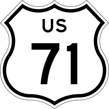 Blank US Route 71 Shield Emblem Road Sign Vector Illustration