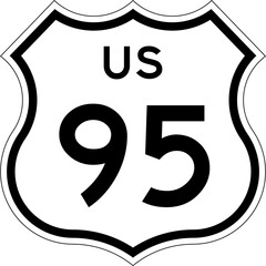 Blank US Route 95 Shield Emblem Road Sign Vector Illustration © Georgina Luvandwa