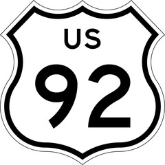 Blank US Route 92 Shield Emblem Road Sign Vector Illustration © Georgina Luvandwa