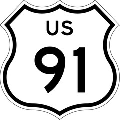 Blank US Route 91 Shield Emblem Road Sign Vector Illustration © Georgina Luvandwa