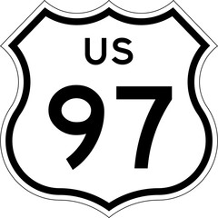Blank US Route 97 Shield Emblem Road Sign Vector Illustration © Georgina Luvandwa