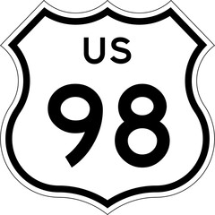Blank US Route 98 Shield Emblem Road Sign Vector Illustration © Georgina Luvandwa