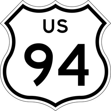 Blank US Route 94 Shield Emblem Road Sign Vector Illustration