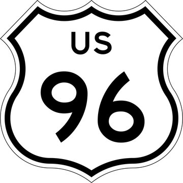 Blank US Route 96 Shield Emblem Road Sign Vector Illustration