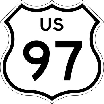 Blank US Route 97 Shield Emblem Road Sign Vector Illustration