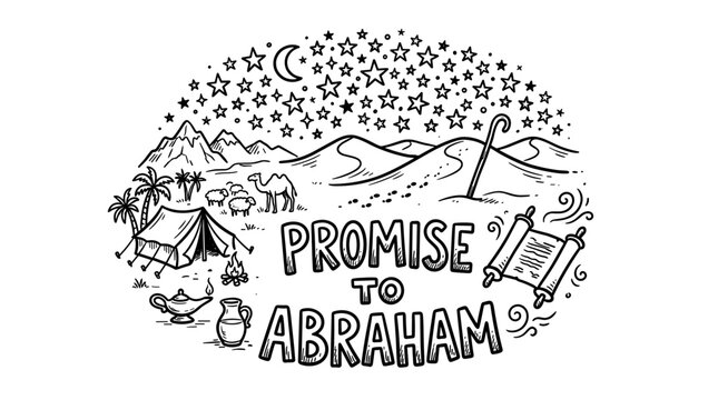 Abrahamic Promise Biblical Illustration Line Art