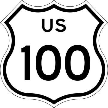 Blank US Route 100 Shield Emblem Road Sign Vector Illustration