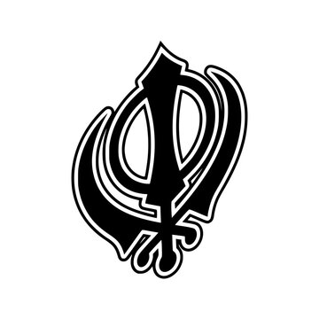 Black Khanda Sikh Religious Symbol Vector Emblem Silhouette