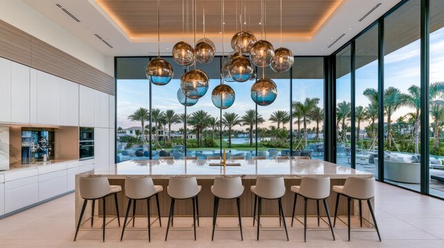 Contemporary interior design with elegant architecture and natural lig
