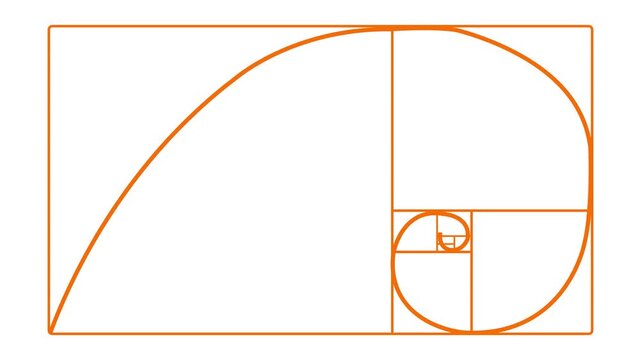 line animation of golden ratio Fibonacci sequence golden number.Golden ratio transparent video .