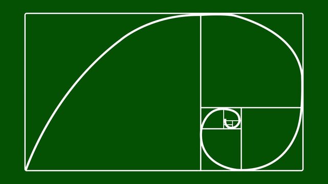 Golden ratio transparent video - The Fibonacci Sequence animated with lines shape.