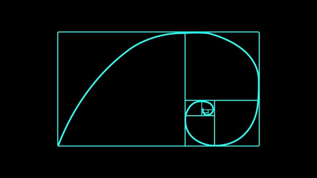 Golden ration. Abstract geometric background.Golden ratio transparent video - The Fibonacci Sequence animated with lines shape.