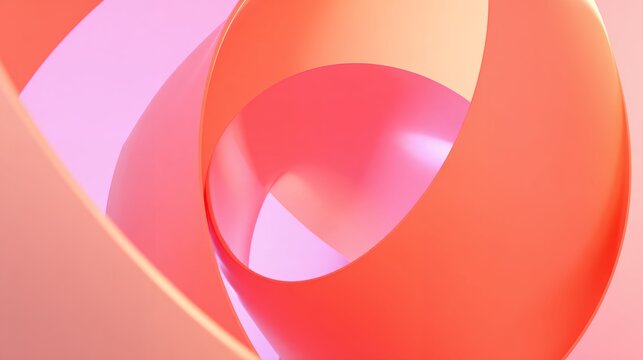 Abstract 3D smooth pink curved ribbon torus background element for breast cancer awareness brochure and presentation slide design