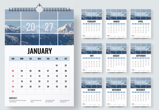 Mountain Vista 2027 Calendar Template