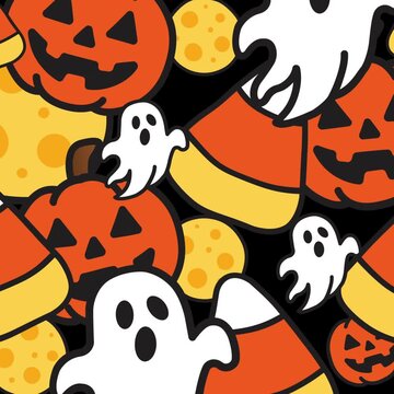 Halloween themed doodle pattern suitable for seasonal festive design projects, invitations, posters, social media posts, and digital decorations.