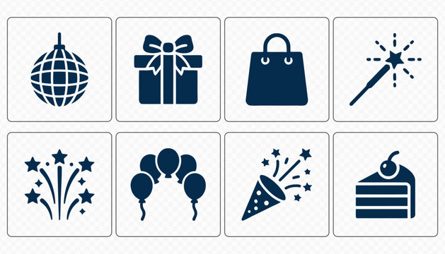 Birthday Celebration Candles and Party Vector Icons