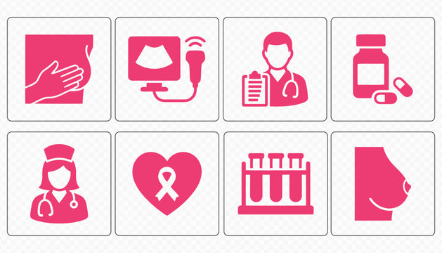 Pink Ribbon Breast Cancer Awareness Vector Icon