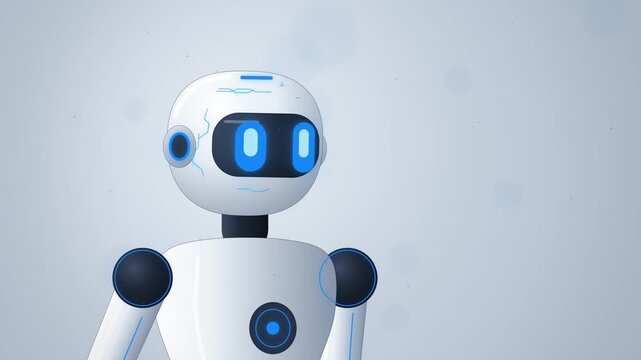 White android head with blue eyes seamless loop on light gray