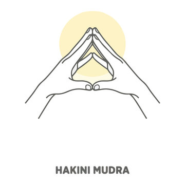 Hakini Mudra hand gesture line art for yoga meditation focus and wellness