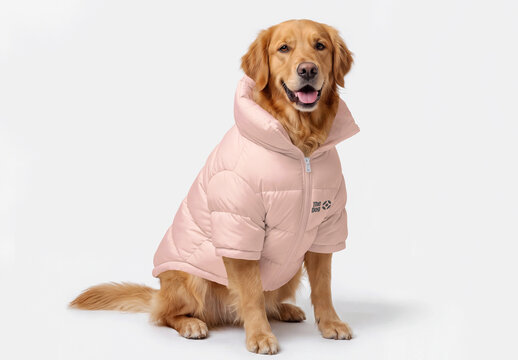 Dog Puffer Jacket Mockup Front View