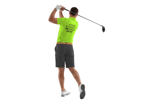 Golf Player T Shirt Mockup Back View