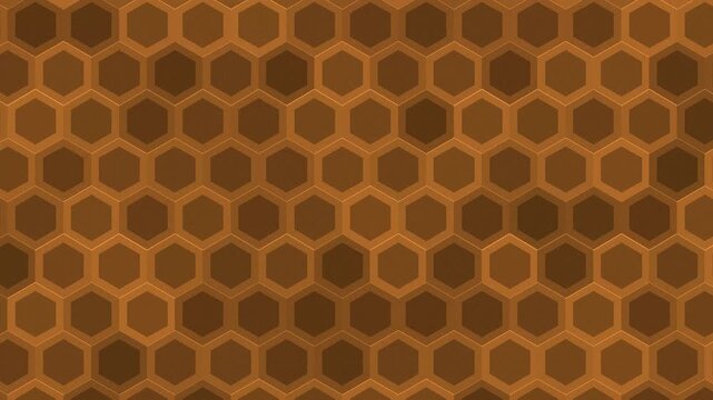 Seamless soft dark honey honeycomb pattern background loop