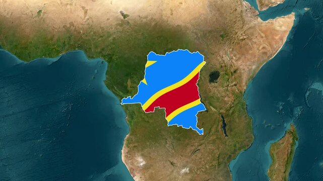 Democratic Republic of Congo map zooming into motion video clip