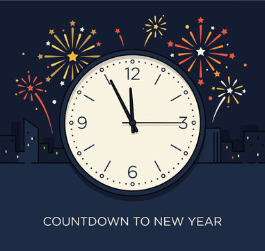 A classic analog wall clock displaying a time just before midnight, symbolizing the final moments of the year with a clean, minimalist design and clear numerica