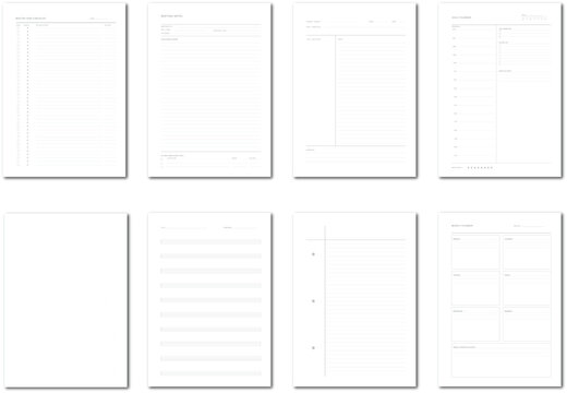 printable planner template collection with checklist notes schedule meeting and weekly organizer pages
