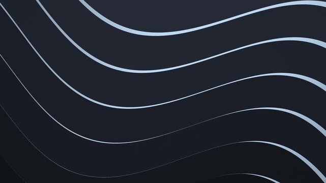 Delicate pale blue contour lines sweep across a deep navy field, forming a refined futuristic motion graphic suited to technology, data, and digital presentation themes.
