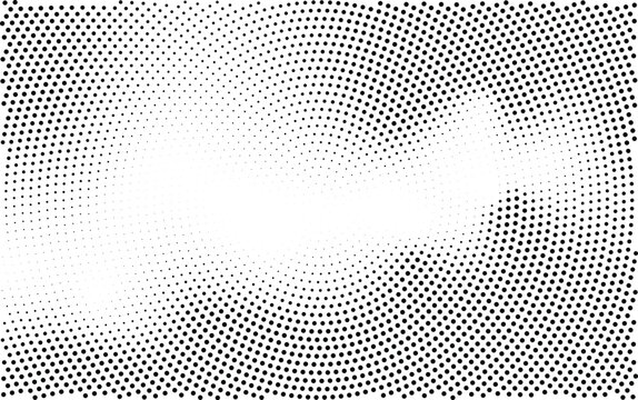 Abstract halftone background vector monochrome dots pattern concentric circles with stipple effect grunge texture with optical illusion