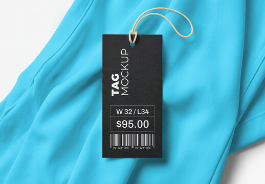 Clothing Price Tag Mockup on Fabric