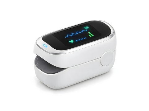 Portable Fingertip Pulse Oximeter with Digital Display Isolated on White Background  
