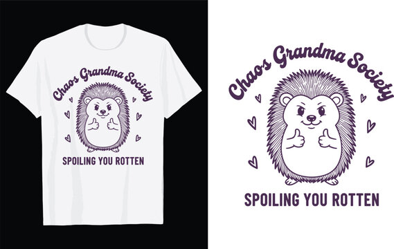 Funny Hedgehog Grandma T-Shirt Vector Design, Retro Chaos Grandma Society Quote Graphic