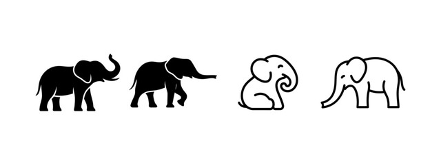 Elephant Animal Silhouette Wildlife Mammal African and Nature Icons Collection © SUMON