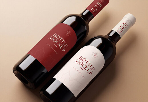 Wine Bottle Label Mockup Set