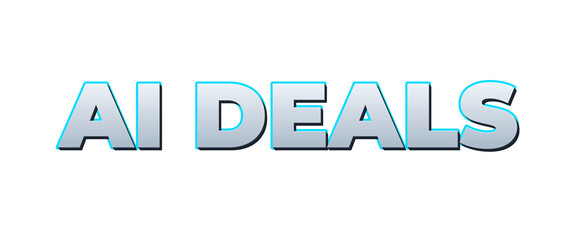 Ai deals metallic silver typography text effect on transparent background for technology product promotions. © Asteroid-Art