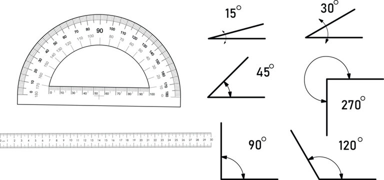 angle icon set.  degree angle symbols. Various angles sign